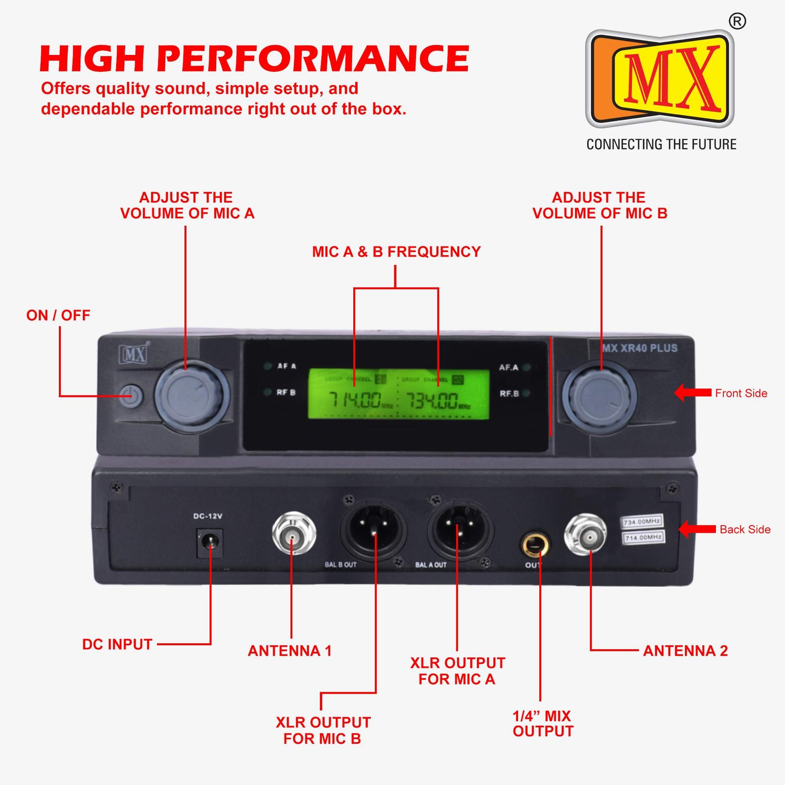 MX XR40HH PLUS UHF WIRELESS MICROPHONE - Image 4