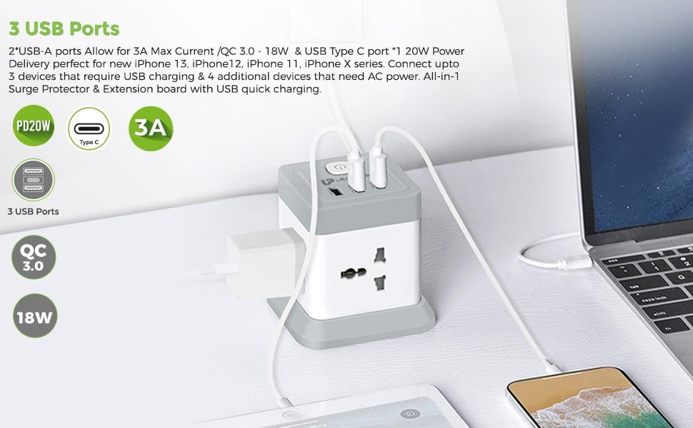 UltraProlink Power Qube Surge Protector UM1050U — surge protector power cube - product photo 4