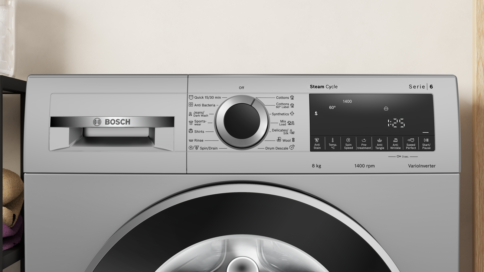 Bosch WGA1340SIN Series 6 8kg Fully Automatic Front Load Washing Machine - Silver