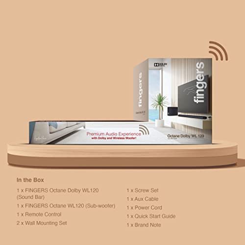 FINGERS Octane Dolby WL120 120W Bluetooth Soundbar with Wireless Subwoofer - Rich Black - Image 7