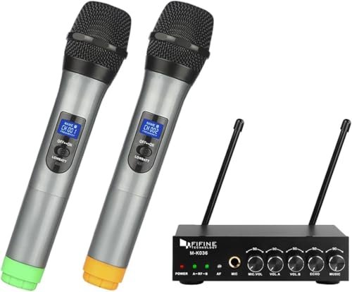 FIFINE K036 Wireless Microphone System — UHF dual channel wireless handheld microphone system - product photo 1