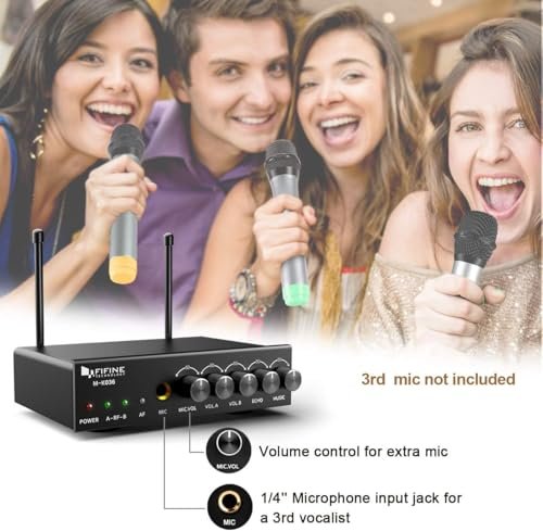 FIFINE K036 Wireless Microphone System — UHF dual channel wireless handheld microphone system - product photo 2