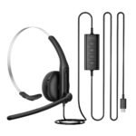 Edifier Cc100 Wired Mono Headset With Microphone, Lightweight Design, Breathable Cushions, And An Adjustable Headband Ensure Comfort