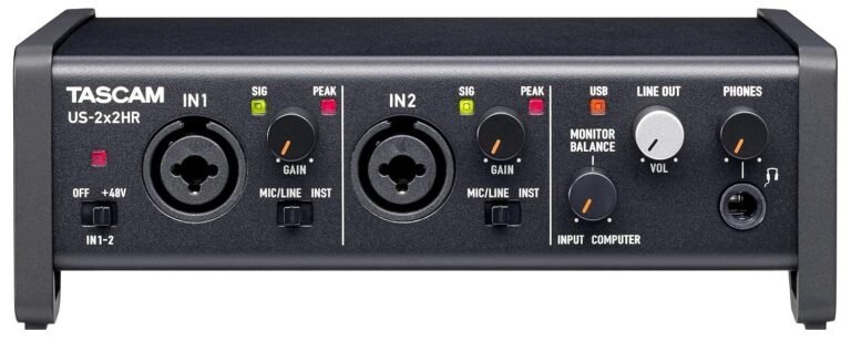 Tascam US-2X2HR 2 Mic 2in/2out High Resolution Versatile Usb Audio Interface For Recording, Streaming, Podcasting, Songwriting