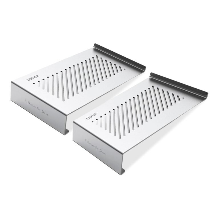 Edifier SS04, Pair Of Aluminium Speaker Stands Speaker Stands With 10° Tilt Angle For Optimal Sound, Non-slip & Vibration Dampening, Elegant Design, Silver