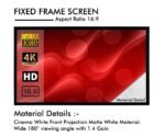 Big Vue 133 Inches Fixed Frame Projector Screen 16:9 Diagonal Active 3d 4k Ultra Hd Projector Screen For Classroom, Office & Home Theater (133 Inch, White) - Image 2