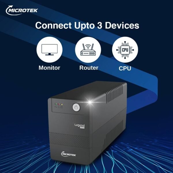 Microtek Legend 650 Line Interactive Ups 650VA/360w, Micro Processor Based Ups System, An Ideal Power Backup & Protection For Desktop Pc & Home Office With 2 Years On Electronics And 1 Year On Battery