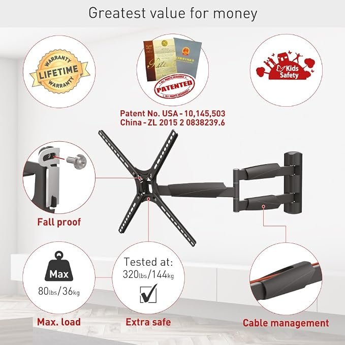 Barkan Full-Motion TV Wall Bracket - Image 2