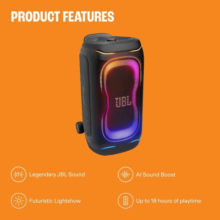 Jbl Partybox 330, Portable Bluetooth 280w Party Speaker, Ai Sound Boost, Futuristic Light Show, Multispeaker Connection By Auracast, Telescopic Handle & Wheels, Dual Guitar & Mic Inputs (black)