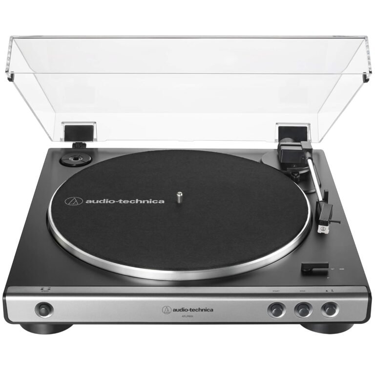 Audio-technica AT-LP60X-GM Fully Automatic Belt-drive Stereo Turntable, Gunmetal/black, Hi-fi, 2 Speed, Dust Cover, Anti-resonance, Die-cast Aluminum Platter
