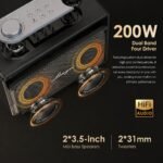 Lenyes S877 Portable Bluetooth Speaker, 200w Peak Power, 2 Wireless Mics, Bluetooth 5.3, Rgb Lights, Tws Stereo, 4500mah Battery, 10hr Playtime, Aux, Tf, Usb, Hdmi, For Parties And Karaoke, Beige