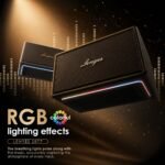 Lenyes S877 Portable Bluetooth Speaker, 200w Peak Power, 2 Wireless Mics, Bluetooth 5.3, Rgb Lights, Tws Stereo, 4500mah Battery, 10hr Playtime, Aux, Tf, Usb, Hdmi, For Parties And Karaoke, Beige - Image 4