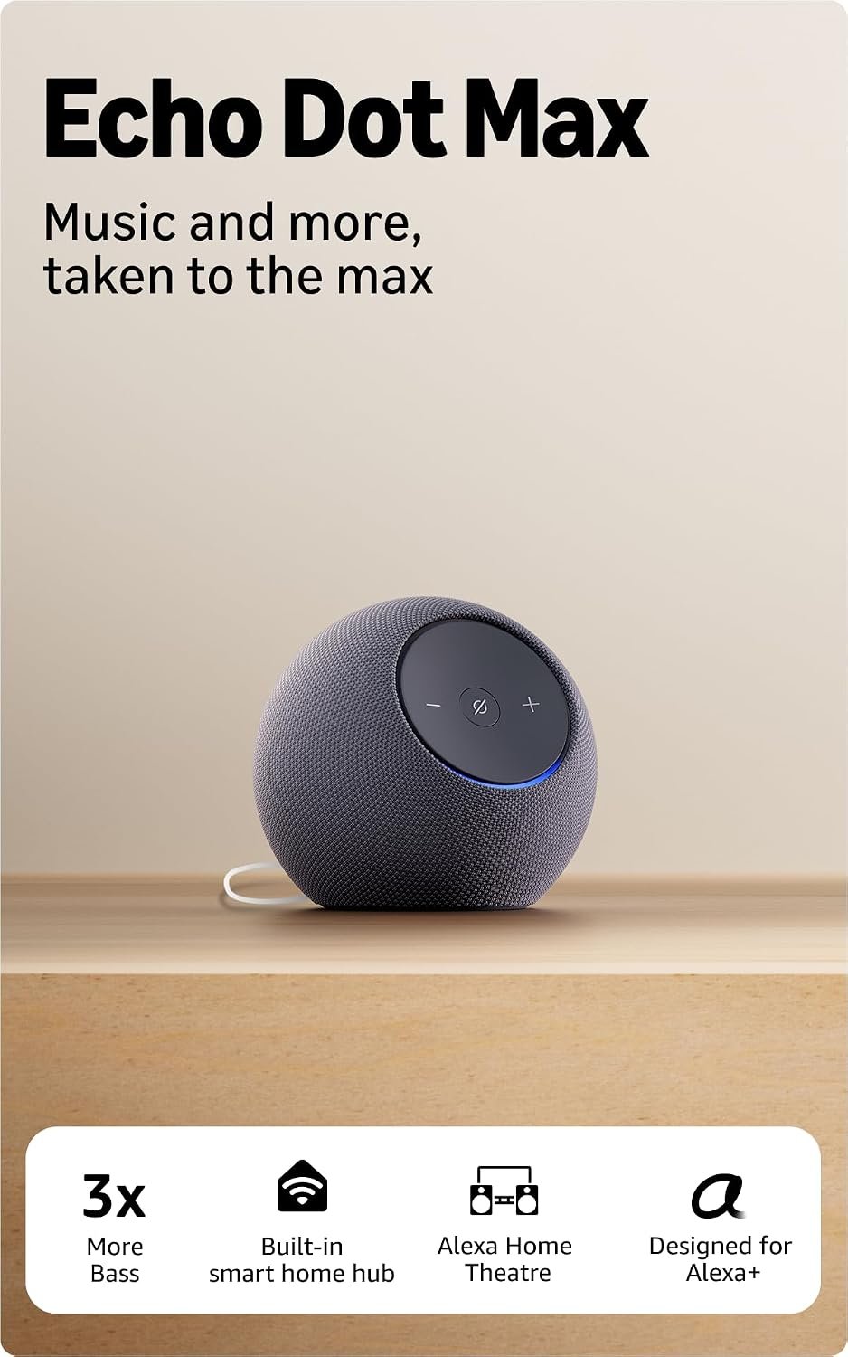 Amazon Echo Dot Max Smart Speaker – Grey — smart speaker - product photo 1