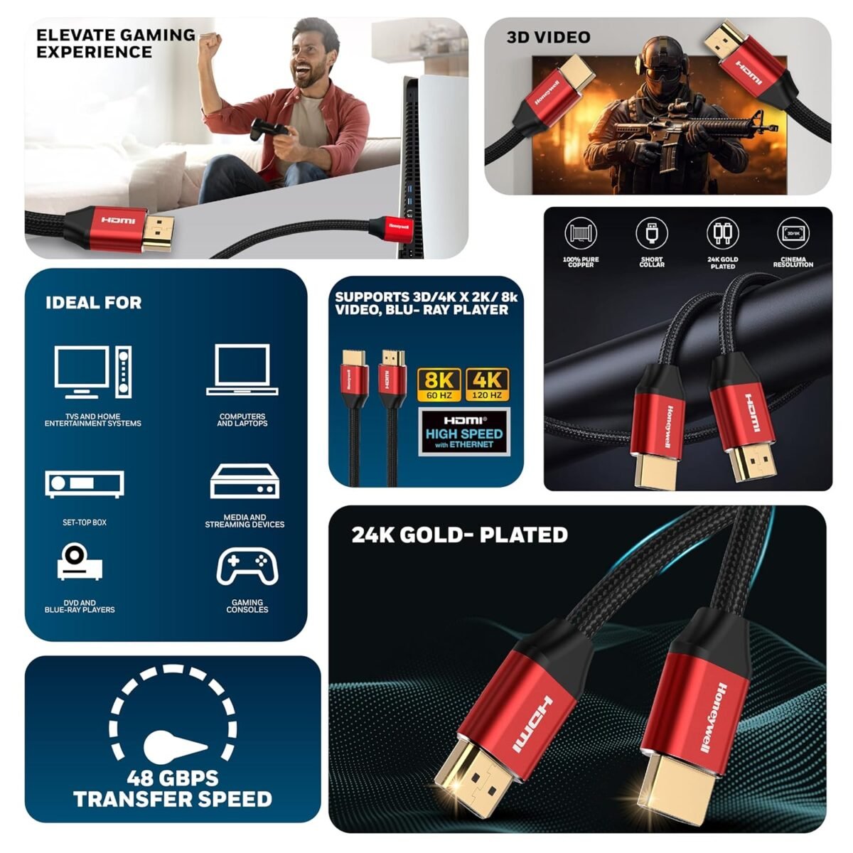 Honeywell Cable Hdmi 2.1 1 Mtr - Pro Audio Video