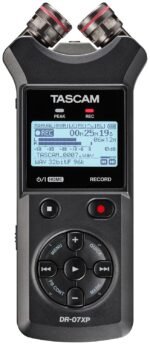 Tascam Dr-07xp 32-bit Float Portable Handheld Field Recorder And Usb-c Audio Interface — With Adjustable Mics For Digital Stereo Recording Of Music, Sound, Voice, Audio For Video And Podcasting