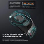Lenyes S873 Bluetooth Karaoke Party Speaker, 400w Peak Power, 2 Wireless Uhf Mics, 30000mah Battery, 60w Fast Charging, Ipx6 Waterproof, Tws, Rgb Lights, Guitar Input, Lenyes Audio App Control (black) - Image 3