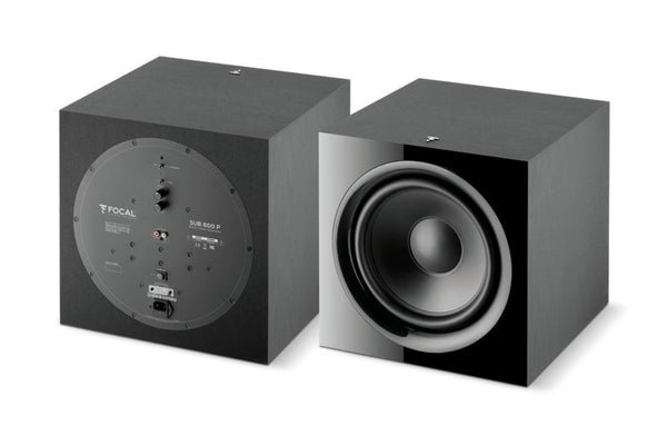 Focal SUB 600P Active Subwoofer - Rear panel and front views, second framing