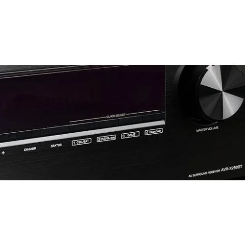 Denon AVR-X250BT Pure Acoustics PHT851 5.1 Home Theatre Package - Denon AVR-X250BT front detail