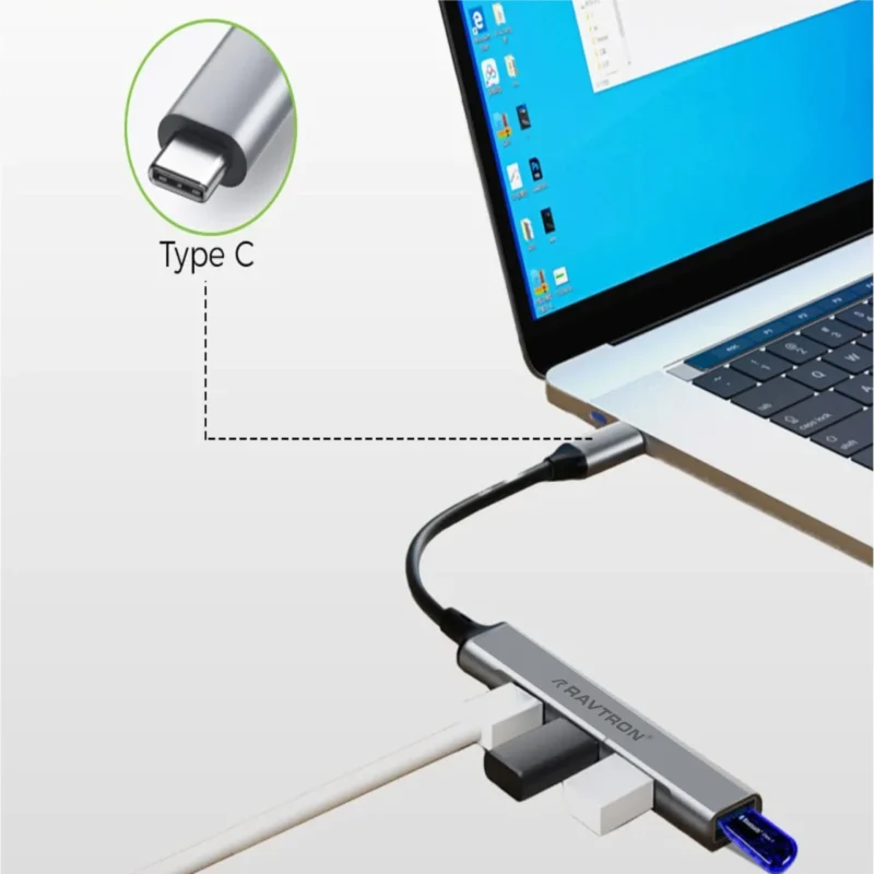 Ravtron c to 4 usb 3.0 port hub adapter 2