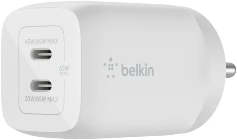 Belkin 65W Dual USB-C GaN Charger — White