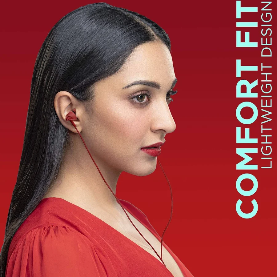 boAt BassHeads 100 Furious Red Wired Earphones with Mic - Image 4