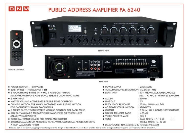 DNM PA6240 6-Zone Public Address Amplifier