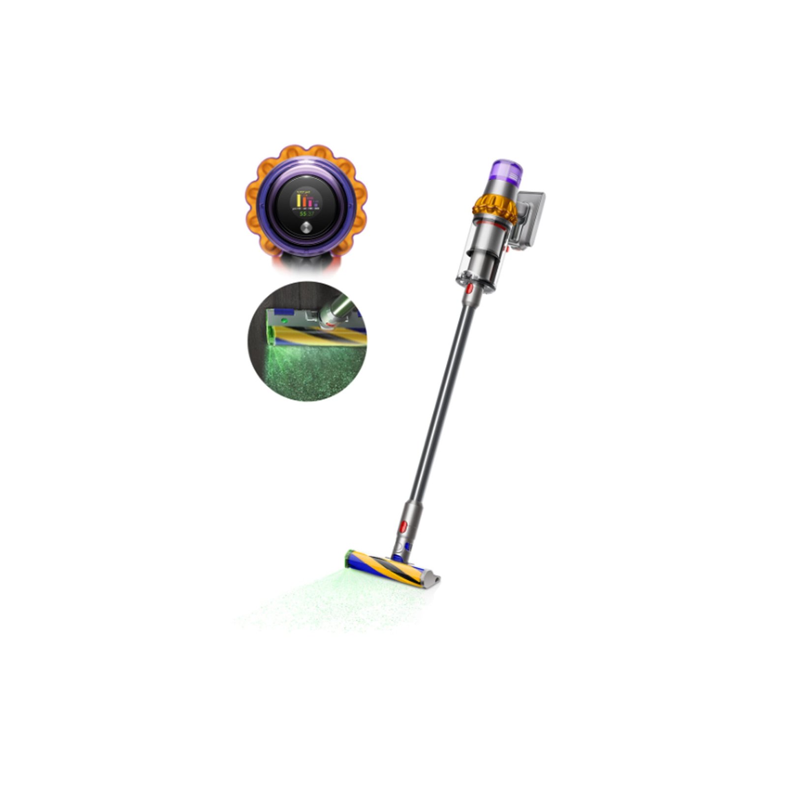 Dyson V15 Detect cordless vacuum cleaner in silver and yellow - product photo 1