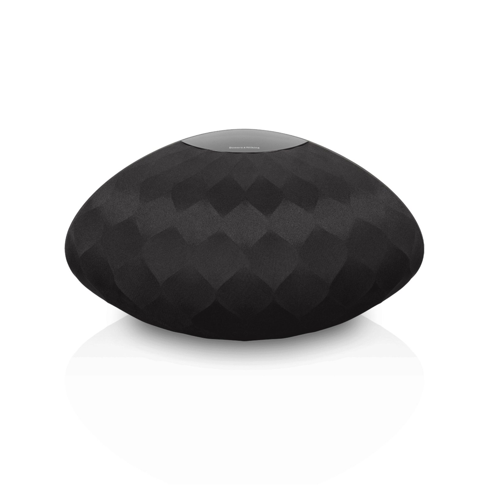 Bowers and Wilkins Formation Wedge Wireless Speaker – Gloss Black front view showing angled wedge design
