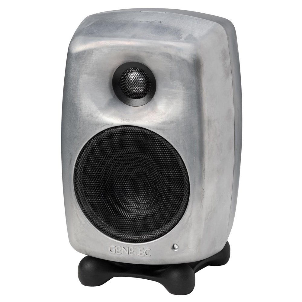 Genelec 8020RW RAW Finish Studio Monitor - front view, RAW aluminium finish
