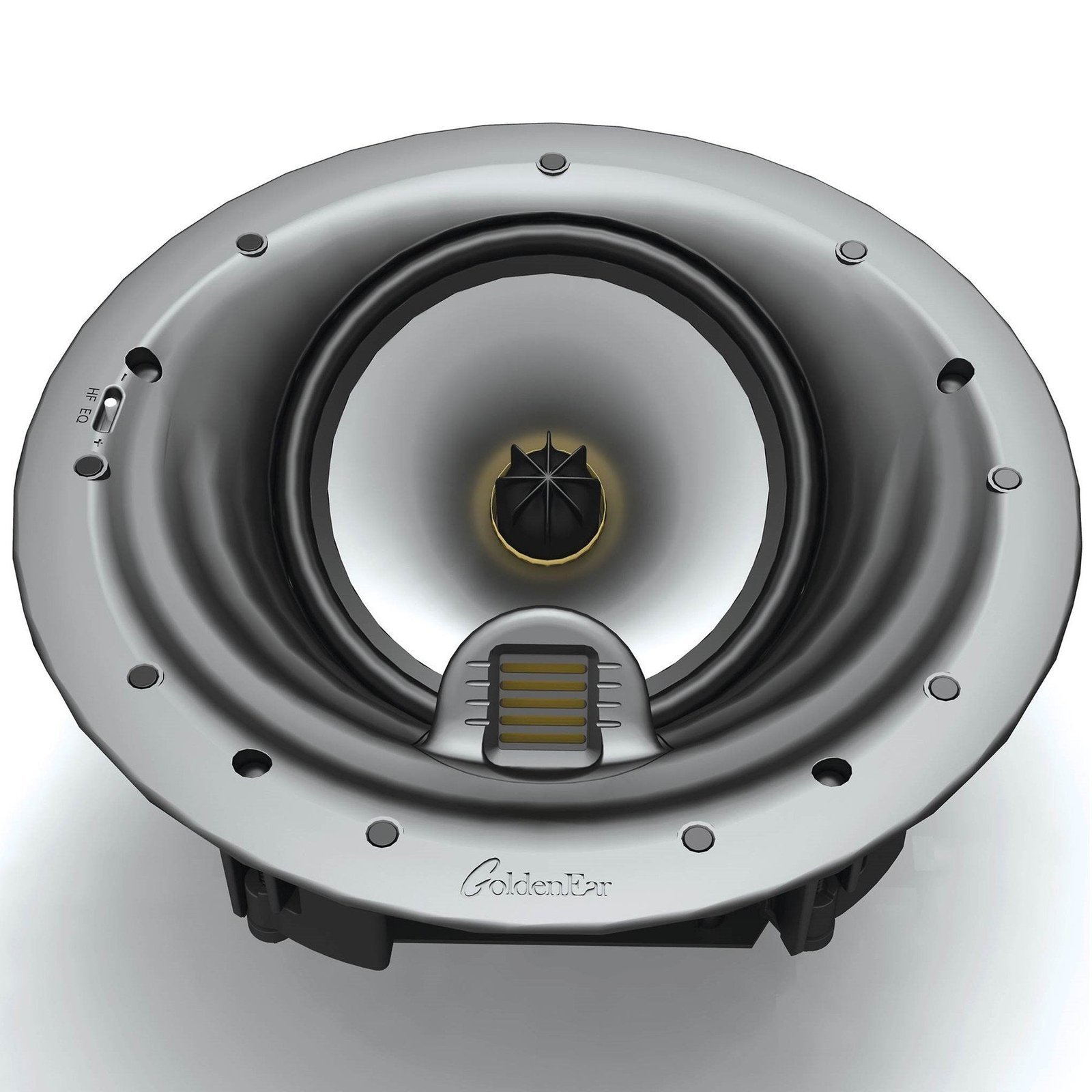 GoldenEar Invisa HTR 7000 In-Ceiling Home Theatre Loudspeaker - front view with HVFR tweeter and HF EQ switch