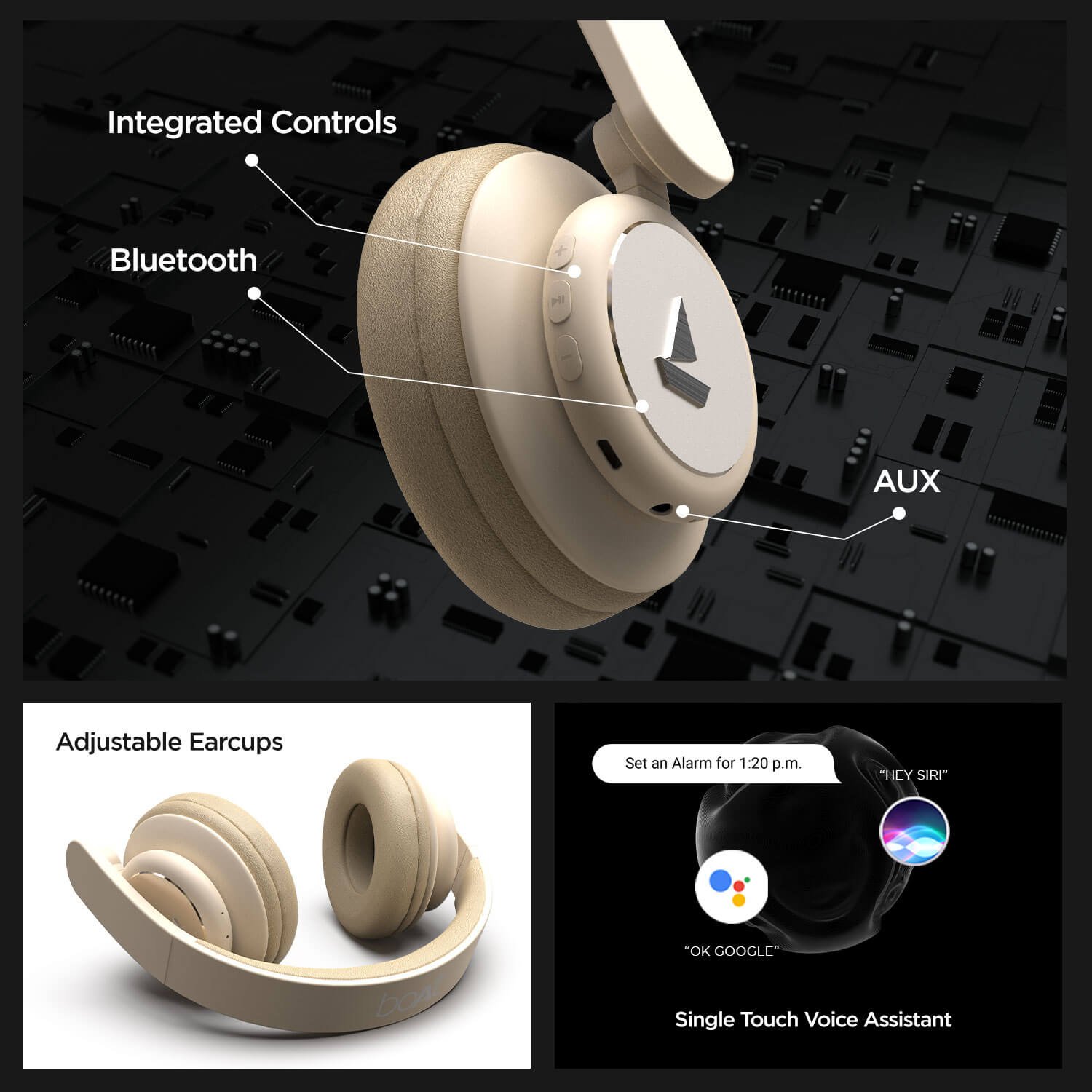boAt ROCKERZ 450R Bluetooth Headphones - Hazel Beige