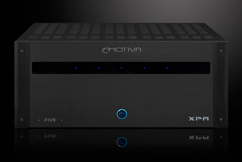 Emotiva XPA-5 Gen3 Power Amplifier - front view with reflection
