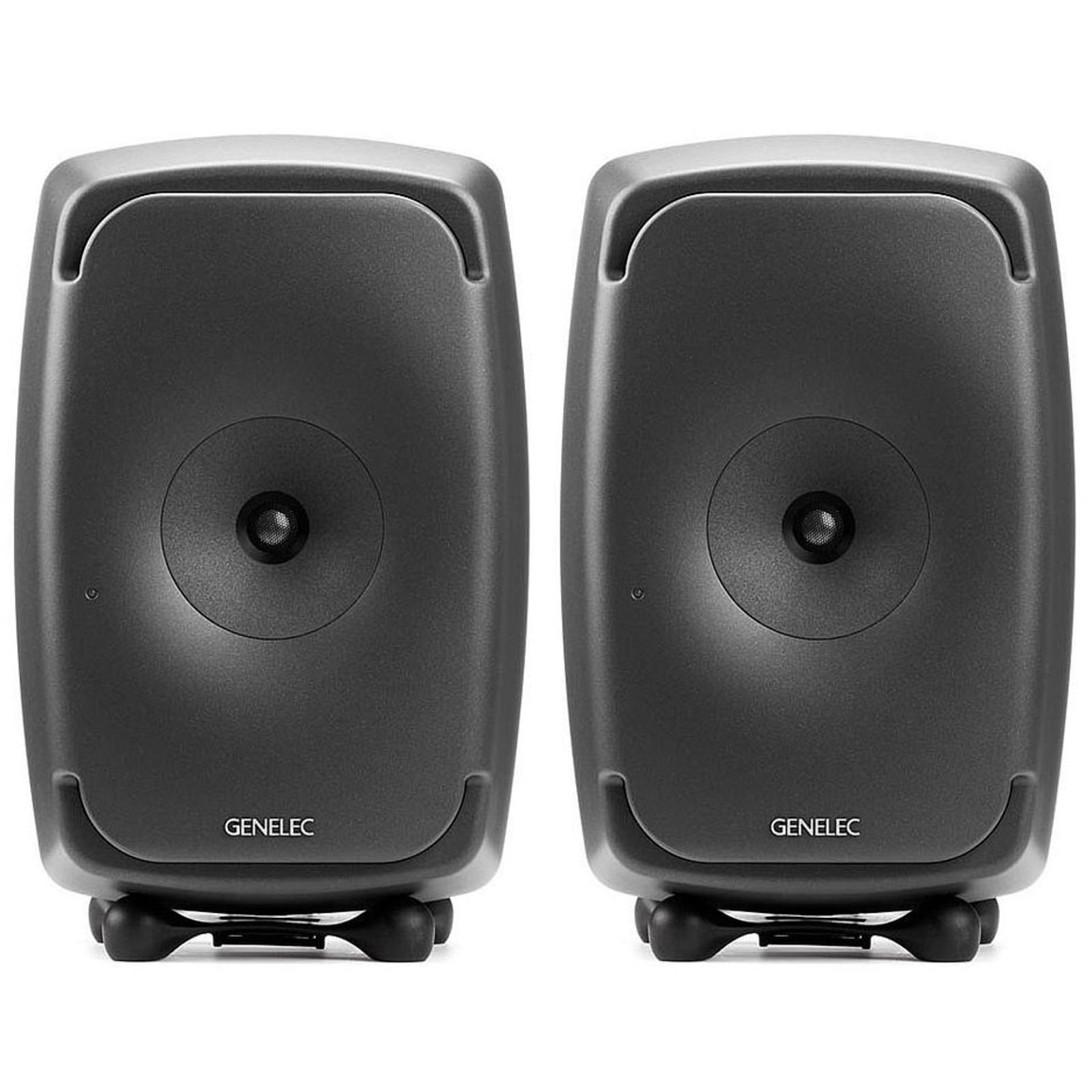 Genelec 8351A SAM Coaxial Studio Monitor - pair, front view, coaxial drivers, dark grey